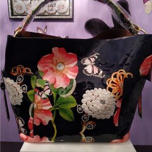 Navy blue floral/jewel handbag